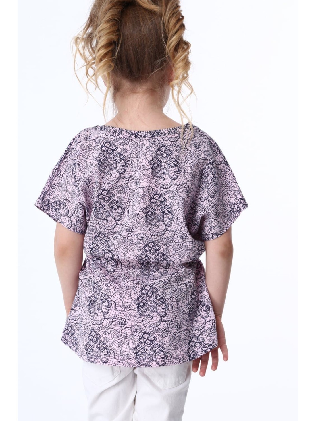 Bluza fetita cu cravate, roz deschis si bleumarin NDZ8200 - Magazin online - Boutique